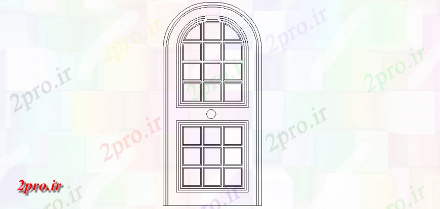 دانلود نقشه جزئیات طراحی در و پنجره  بالا و سمت پایین دارای دید بلوک مستطیل شکل از طراحی درب  نما  (کد145398)
