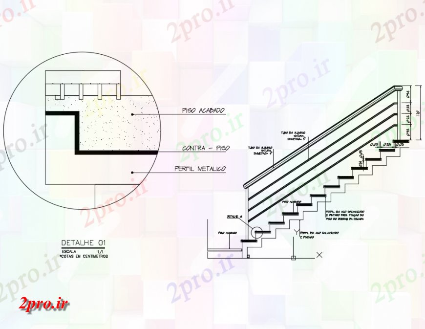 دانلود نقشه جزئیات پله و راه پله   راه پله جزئیات سازنده و مقطعی  (کد145402)