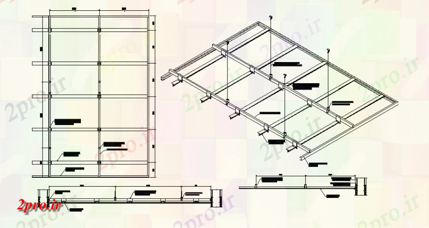 دانلود نقشه جزئیات پله و راه پله  نما سقف قاب و طرحی  (کد145415)