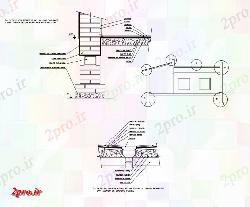 دانلود نقشه جزئیات پله و راه پله  خانه ساخت جزئیات سازنده با  سقف (کد145421)