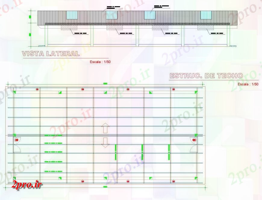 دانلود نقشه جزئیات پله و راه پله  نما جلو و سقف طرحی  چیدمان (کد145499)