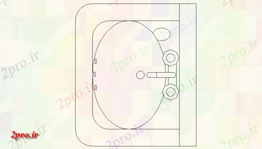 دانلود نقشه حمام مستر بیضی نما جزئیات سینک شکل و طرح (کد145571)