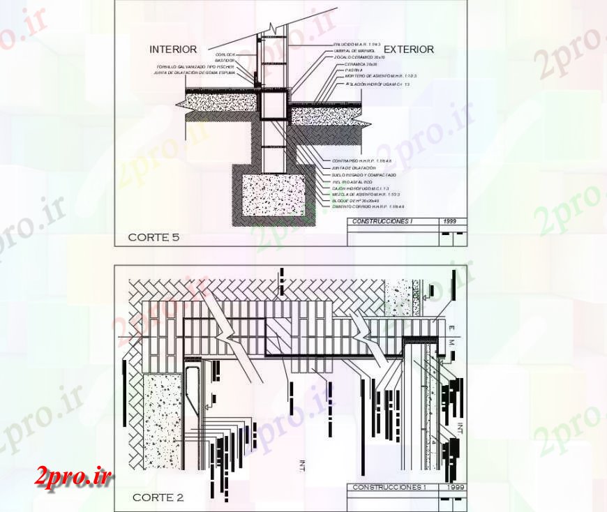 دانلود نقشه طراحی جزئیات تقویت کننده آجر دیوار و پایه و اساس بخش  (کد145738)