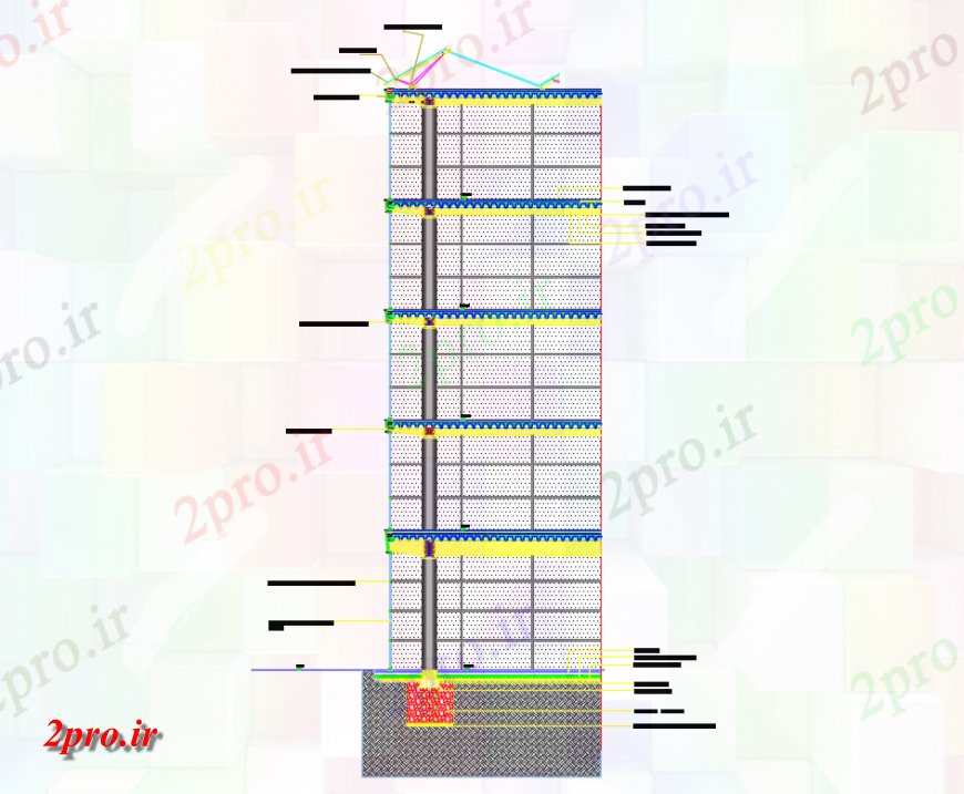 دانلود نقشه ساختمان اداری - تجاری - صنعتی ساختمان اداری مقابل چند کفپوش جزئیات مقطعی  (کد145790)