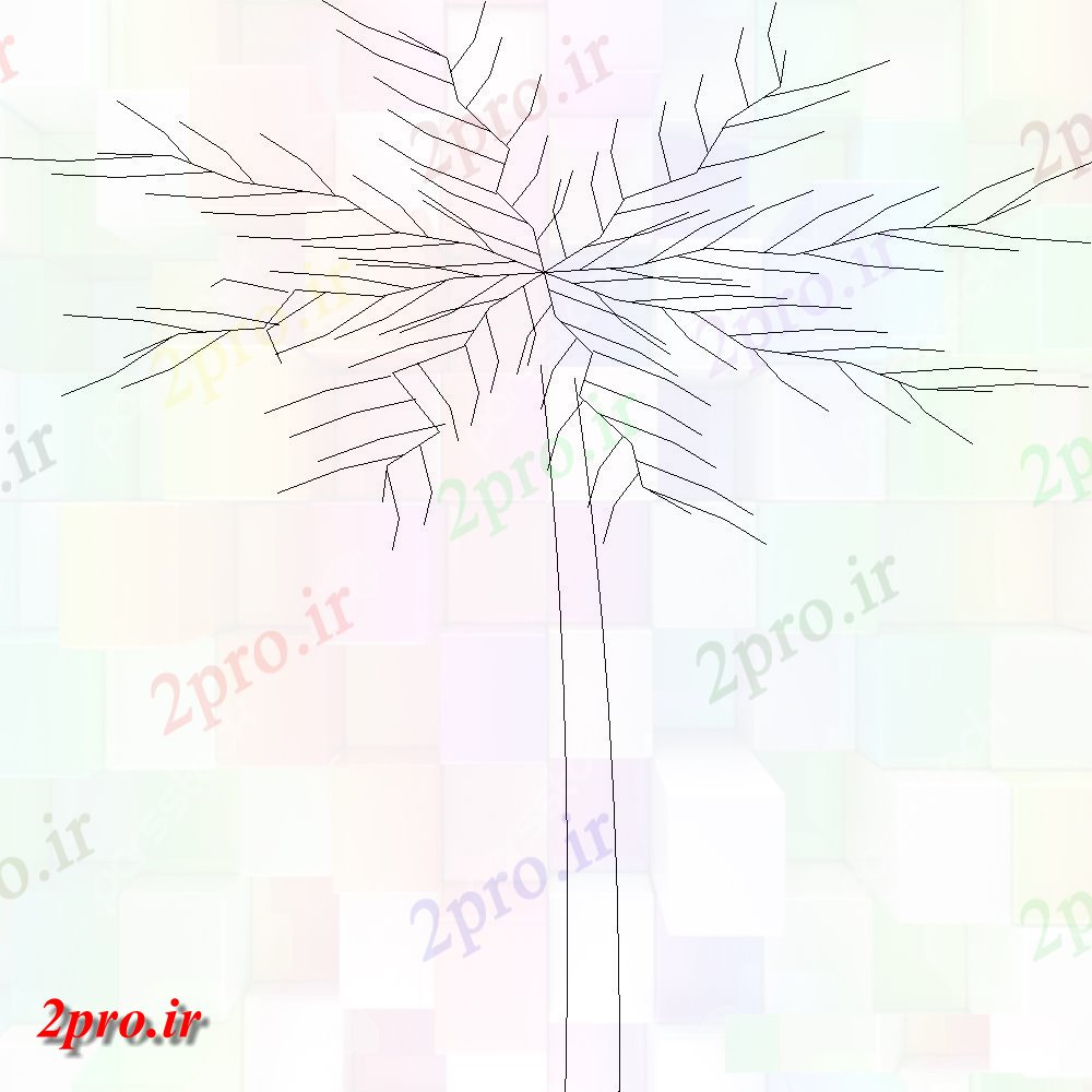 دانلود نقشه درختان و گیاهان نما درخت نخل با نمای طراحی تک درخت (کد145807)