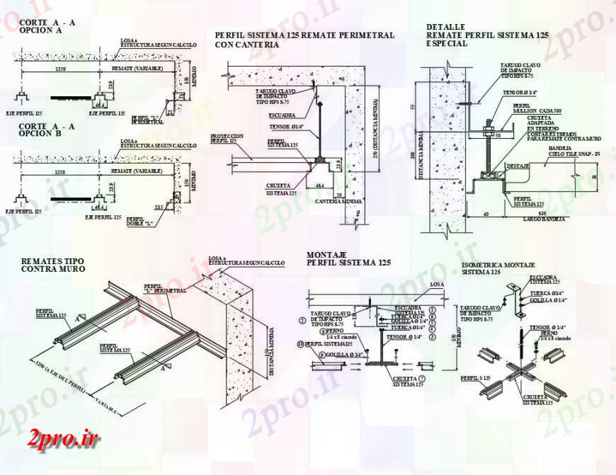 دانلود نقشه جزئیات پله و راه پله  جزئیات سقف بخش  دفتر طراحی (کد145836)