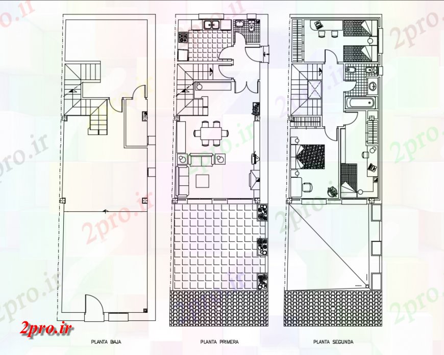 دانلود نقشه مسکونی  ، ویلایی ، آپارتمان  سه دان یک خانواده جزئیات طراحی طبقه خانه  (کد145861)