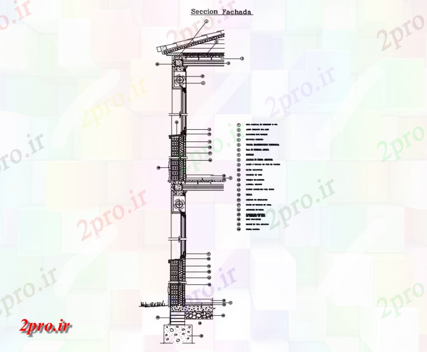 دانلود نقشه جزئیات پله و راه پله  بخش سازنده دیوار جزئیات نما دو (کد145862)
