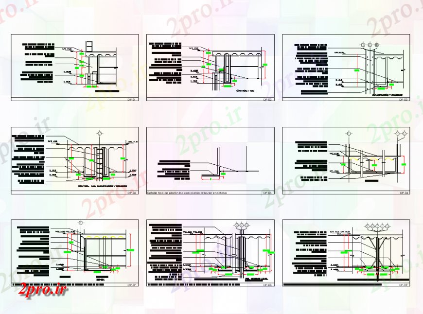 دانلود نقشه طراحی جزئیات ساختار اطلاعات از انواع مختلف طراحی پانل با مشخصات سازه های فلزی در   (کد145918)