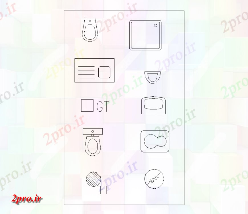 دانلود نقشه بلوک های بهداشتی طراحی بهداشتی با انواع مختلف شستشو وان (کد145998)