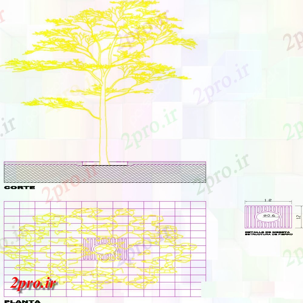 دانلود نقشه باغ درخت طرحی جزئیات  (کد146040)