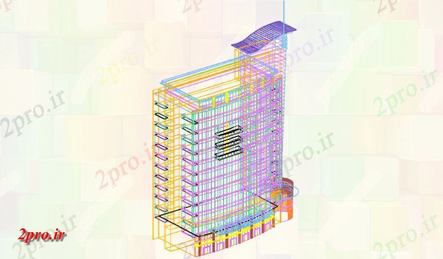 دانلود نقشه ساختمان مرتفعجزئیات طرحی ساختمان  نما  (کد146094)