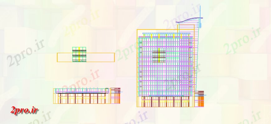 دانلود نقشه ساختمان مرتفعبلند ساخت نما جزئیات و طرحی های  (کد146096)