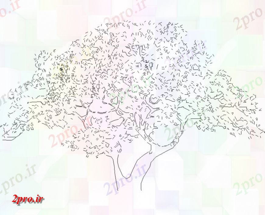 دانلود نقشه درختان و گیاهان نمای درختی طرحی جزئیات جلو (کد146111)