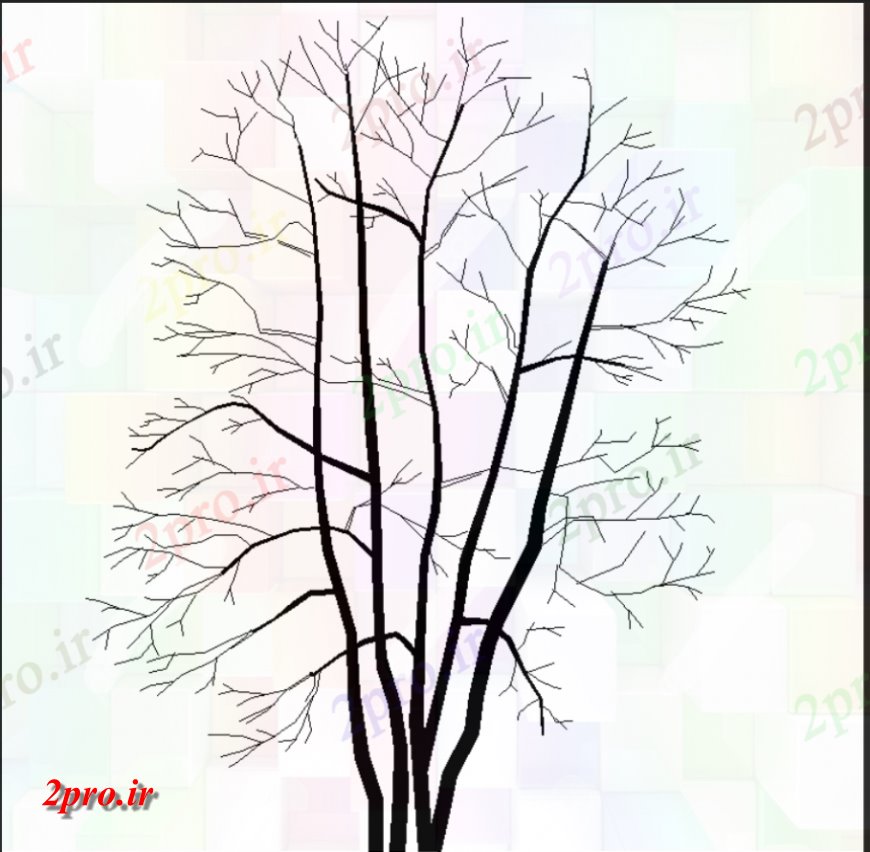 دانلود نقشه درختان و گیاهان طرحی درخت بلند با یک جزئیات (کد146122)