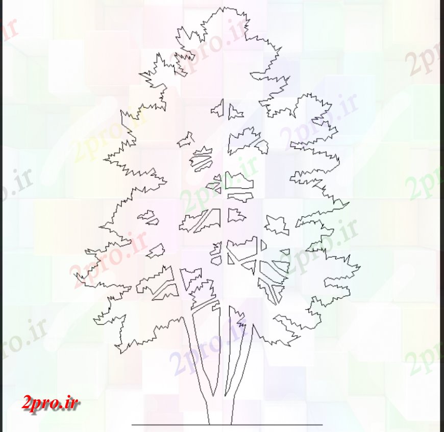 دانلود نقشه درختان و گیاهان طرحی درخت با جزئیات (کد146155)