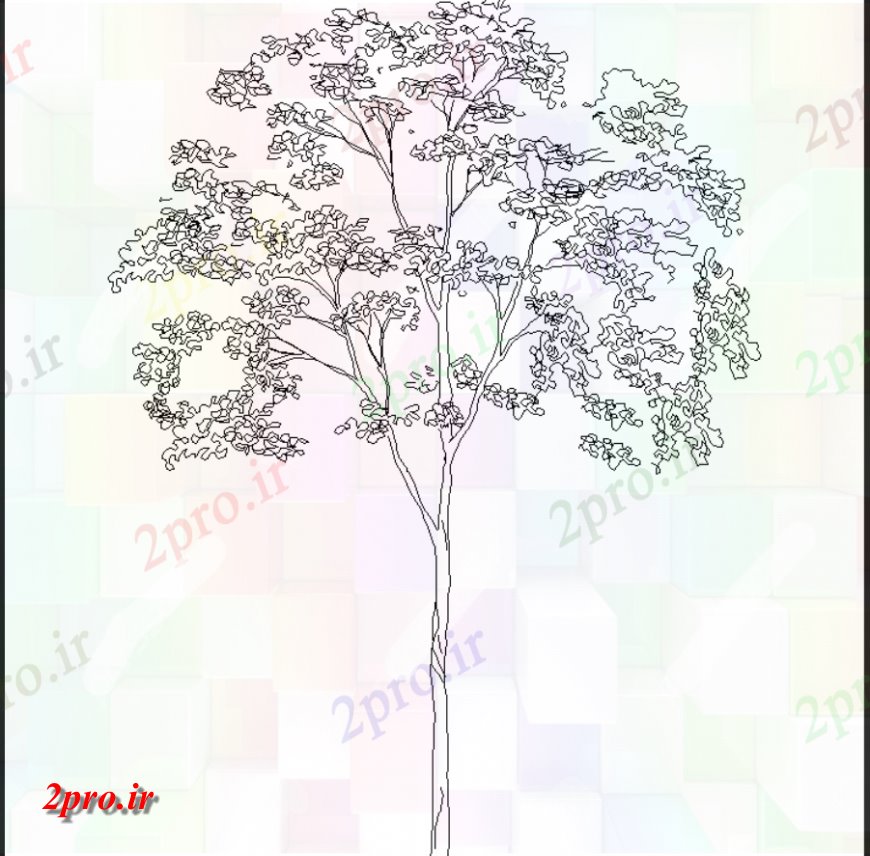 دانلود نقشه درختان و گیاهان طرحی درخت با جزئیات (کد146162)
