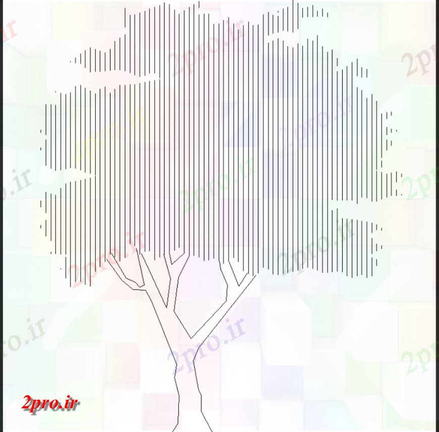 دانلود نقشه درختان و گیاهان برگریز طرحی درخت جزئیات (کد146171)