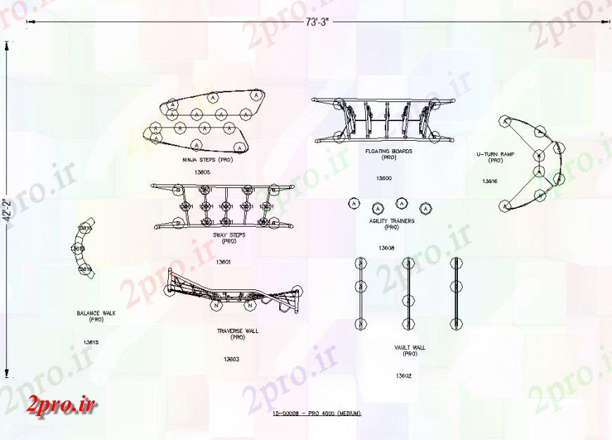 دانلود نقشه ورزشگاه ، سالن ورزش ، باشگاه گام نوسان با در نظر رمپ U- نوبه خود با تعادل پیاده روی منطقه (کد146239)