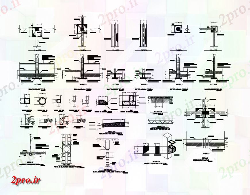 دانلود نقشه طراحی جزئیات ساختار جزئیات ساختار خانه خانه با ستون و پرتو ساخت و ساز (کد146292)