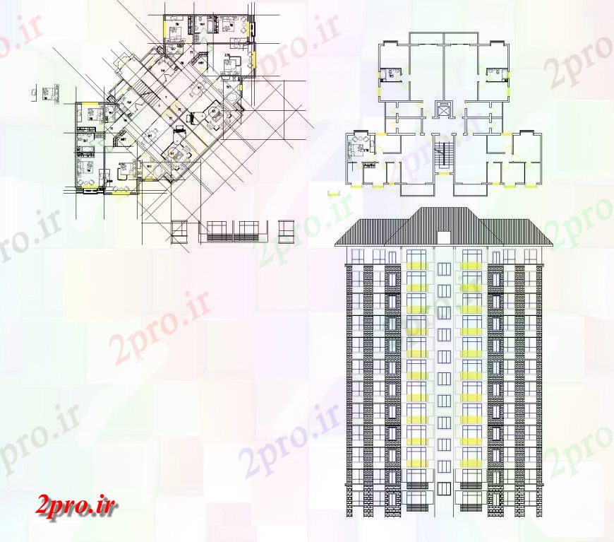 دانلود نقشه ساختمان اداری - تجاری - صنعتی ساختمان نقشه های ساختمانی 21 در 26 متر (کد146326)