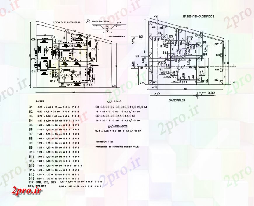 دانلود نقشه طراحی جزئیات ساختار ساختار پایه و اساس همکف و طبقه اول را با اطلاعات سازنده  (کد146336)