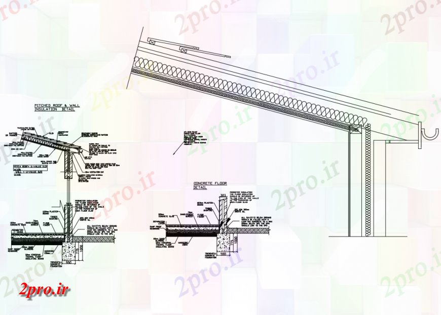 دانلود نقشه طراحی جزئیات تقویت کننده تن به تن ساخت و ساز سقف و عایق دیوار جزئیات (کد146337)