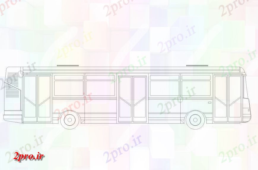 دانلود نقشه بلوک وسایل نقلیه BRTS سمت اتوبوس  چیدمان نما (کد146356)