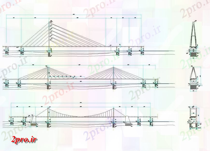دانلود نقشه جزئیات ساخت پل کابل ماند طرحی پل  چیدمان (کد146388)