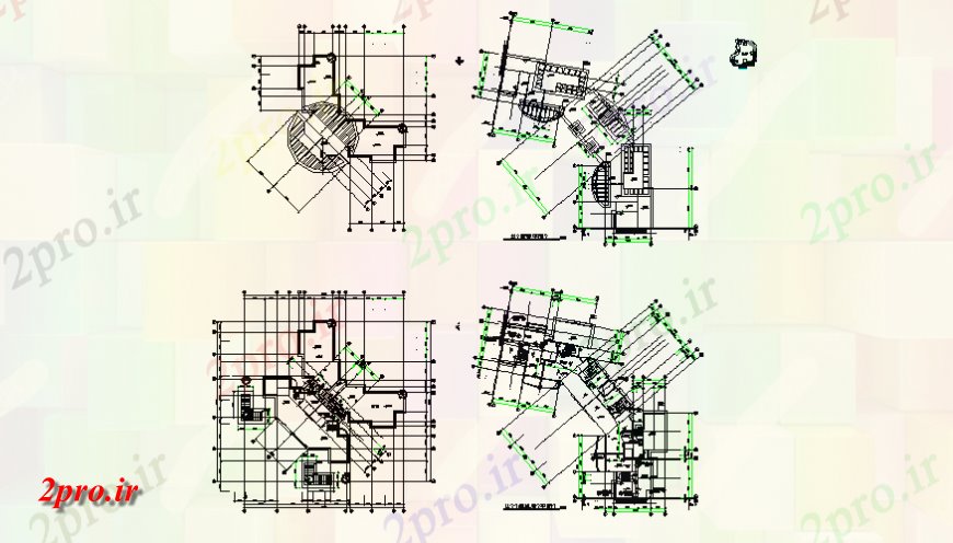 دانلود نقشه ساختمان اداری - تجاری - صنعتی ساختمان اداری طرحی نما جزئیات 23 در 51 متر (کد146451)