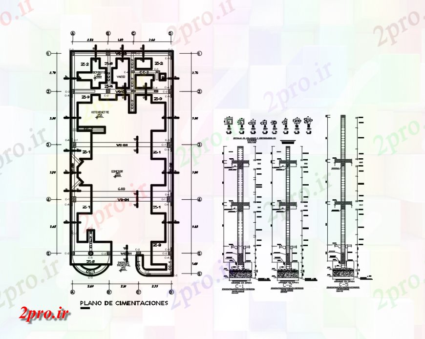 دانلود نقشه طراحی جزئیات ساختار جزئیات بنیاد ساختار طرحی از خانه را با اطلاعات سازنده  (کد146466)