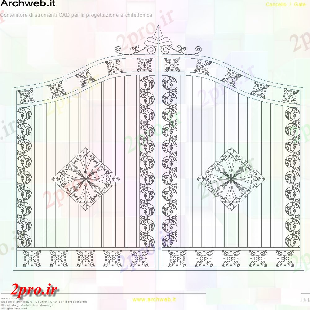 دانلود نقشه جزئیات طراحی در و پنجره  دو درب طرحی دروازه اصلی  (کد146513)
