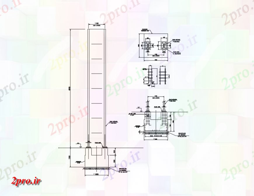 دانلود نقشه طراحی جزئیات ساختار بنیاد ساختار طرحی خانه با ستون و  پرتو  (کد146516)