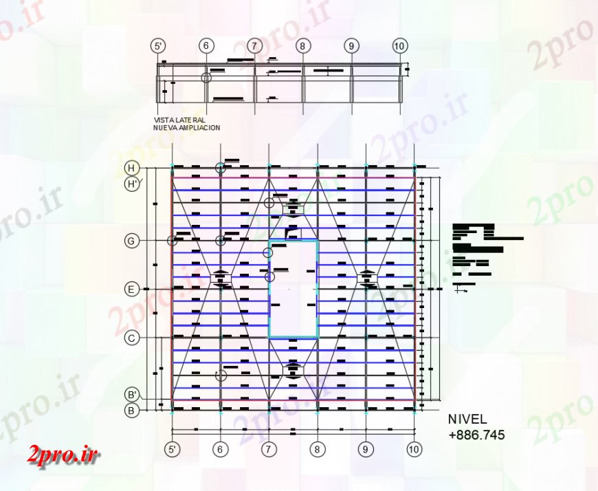 دانلود نقشه طراحی جزئیات ساختار تاج کارخانه بار موجود تیرها و دال ساختار سازنده جزئیات (کد146535)