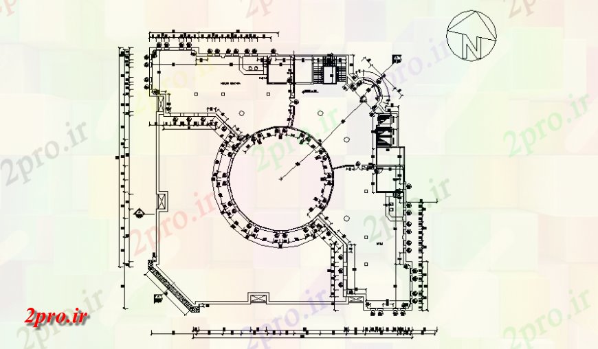 دانلود نقشه ساختمان دولتی ، سازمانی نما جزئیات ورزشگاه و طرحی 12 در 60 متر (کد146536)