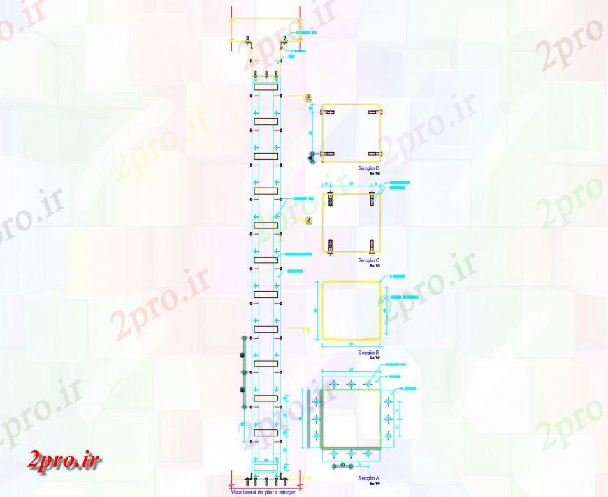 دانلود نقشه طراحی جزئیات ساختار ستون ساختار سازنده جزئیات (کد146584)