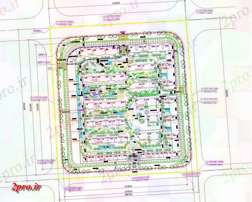 دانلود نقشه باغ محوطه سازی باغ طرحی 11 در 23 متر (کد146668)