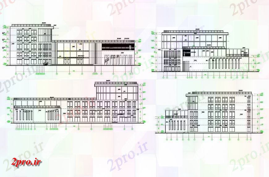 دانلود نقشه ساختمان اداری - تجاری - صنعتی نما مدرسه  (کد146680)