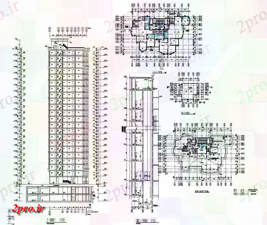 دانلود نقشه  جزئیات آسانسور و   نما  و دفتر طرح (کد146700)