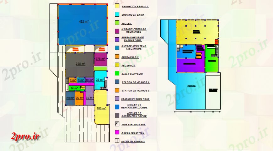 دانلود نقشه ساختمان اداری - تجاری - صنعتی رنو جزئیات فروشنده ماشین طراحی 21 در 38 متر (کد146754)