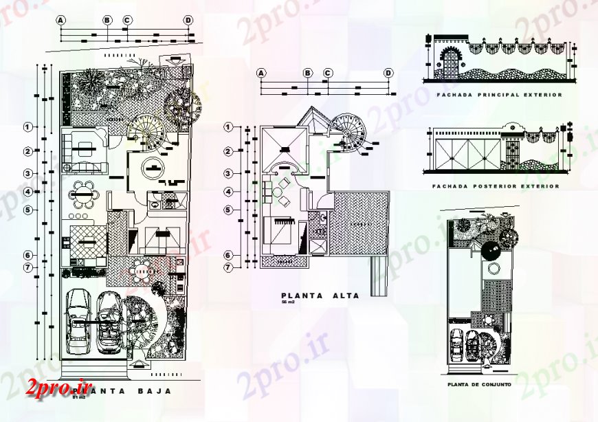 دانلود نقشه مسکونی  ، ویلایی ، آپارتمان  نما جزئیات bunglow مسکونی و طرحی    (کد146793)