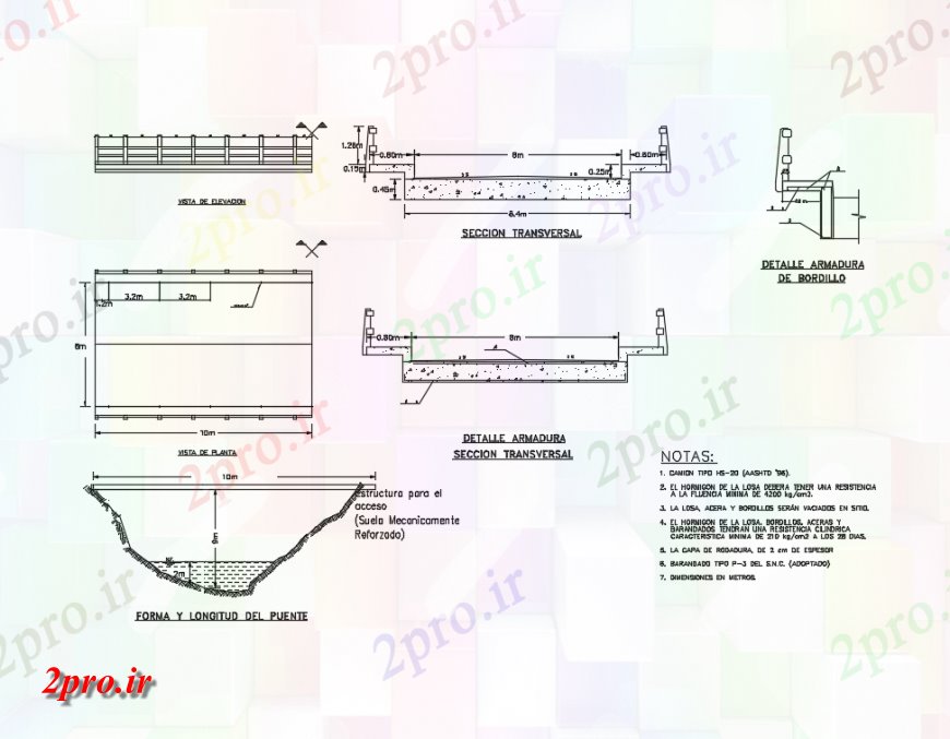 دانلود نقشه جزئیات پله و راه پله  جزئیات طراحی پل بتنی ساختار سازنده جزئیات (کد146821)