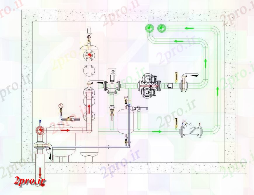 دانلود نقشه بلوک های مکانیکی دیگ بخار پمپ حرارتی   (کد146824)