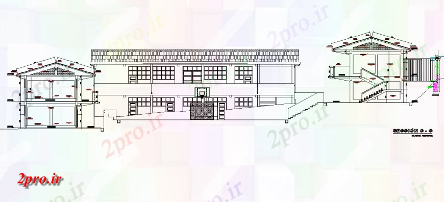 دانلود نقشه ساختمان اداری - تجاری - صنعتی نما جزئیات ساختمان جامعه و برنامه ریزی 7 در 25 متر (کد146825)