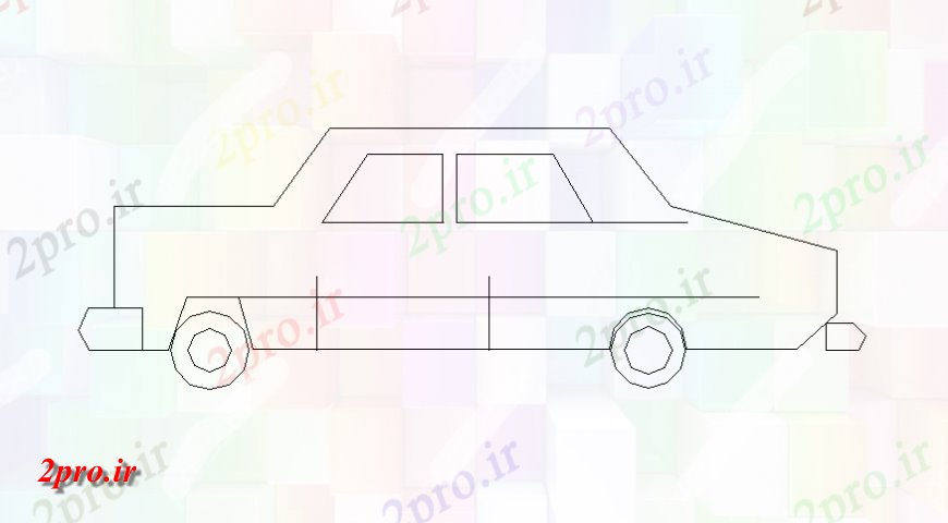 دانلود نقشه بلوک وسایل نقلیه ساده بلوک طراحی ماشین با نما   (کد146850)