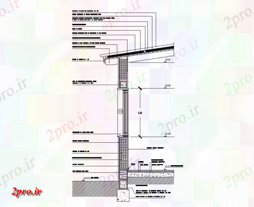 دانلود نقشه طراحی جزئیات ساختار سازنده نوع جزئیات از خانه با طرحی سقف و ساختار بنیاد جزئیات (کد146921)