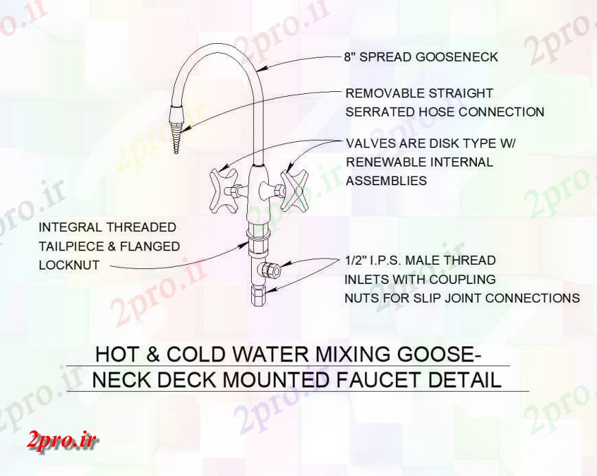 دانلود نقشه بلوک های مکانیکی سرد و گرم آب مخلوط کردن جزئیات زانویی سوپاپ (کد146933)