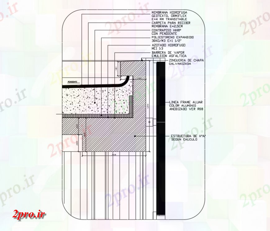 دانلود نقشه طراحی جزئیات ساختار برخورد سنگ پرچم با دیوار پرده ساختار سازنده جزئیات (کد146945)