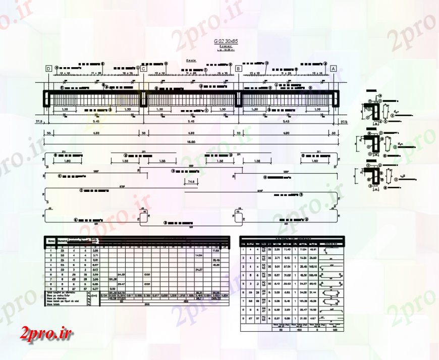 دانلود نقشه طراحی جزئیات تقویت کننده طرحی تقویت برای یک پرتو بتون مسلح جزئیات (کد146948)