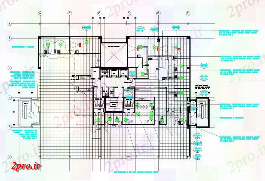 دانلود نقشه ساختمان اداری - تجاری - صنعتی سقف دفتر بافت 23 در 39 متر (کد146967)